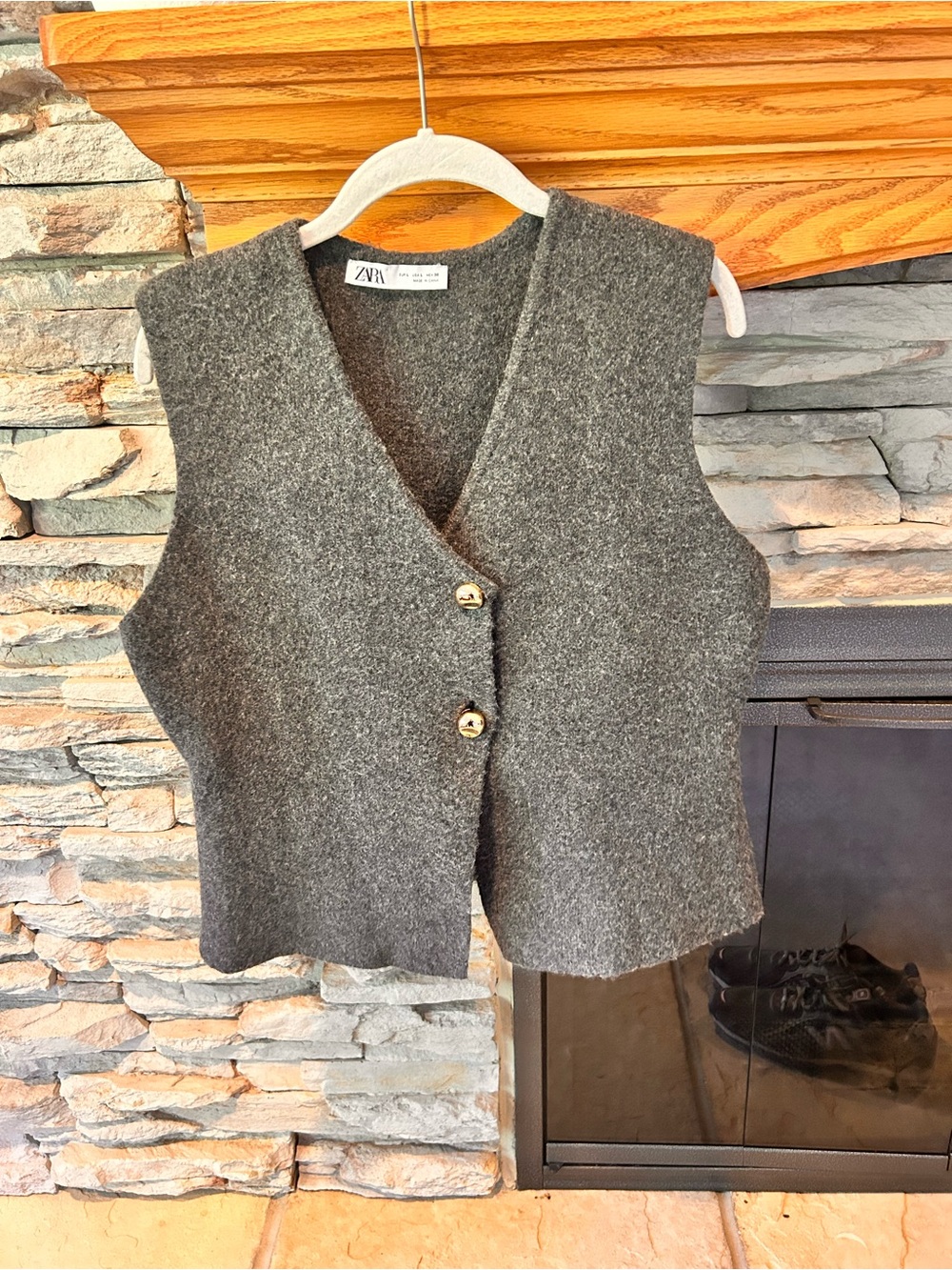 Zara Gray V-Neck Sweater Vest
